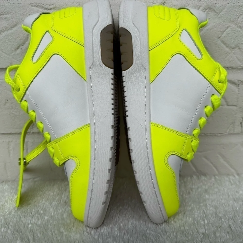 New Off-White Out Of Office Lemon/White Leather Sneakers Size 38 - Picture 5 of 14